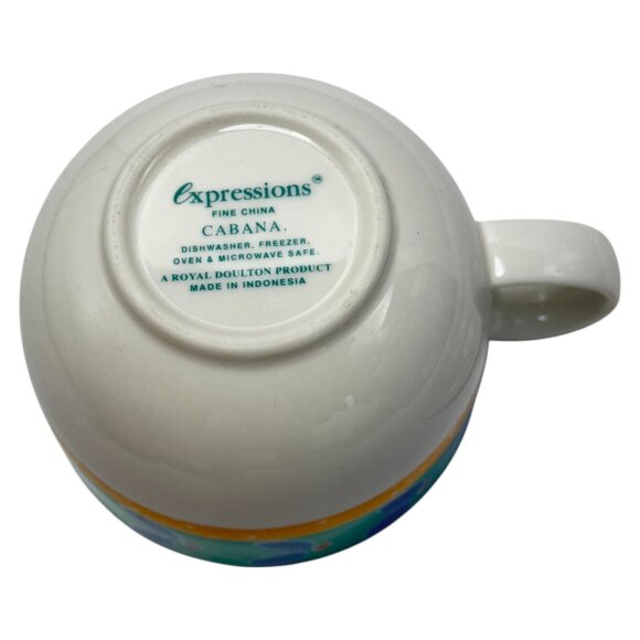 Royal Doulton Expressions Cabana Teacup & Saucer Fine China Green Blue Yellow - Picture 7 of 11
